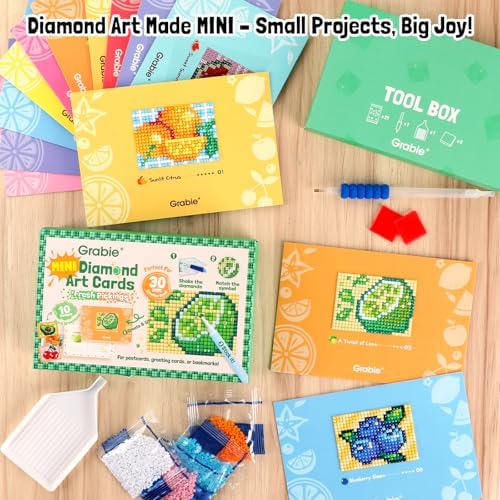 Grabie Mini Diamond Painting Cards Kit, 10 Pack Square Drill, Fresh Picking - Image 4