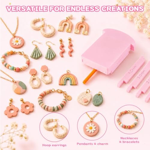 Polymer Clay Roller Guide Set with 12 Sliders, 6 Thickness Sizes, Tube Hoop Guide & Bead Roller Tool for Uniform Strips, Clay Snakes, Twisted Hoop Earrings and Jewelry Making - Image 7