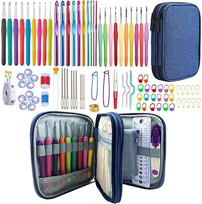 100pcs Crochet Hooks Set in Case Ergonomic Soft Grip Handles Weave Yarn Knitting Needles Kit and Crochet Needle Accessories Crochet Kit Complete Crochet Set for Beginners and Experiecced Crochet Lover by Mdoker