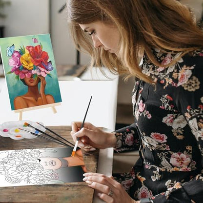 Cholemy 36 Pcs Paint and Sip Kit Gift for Adults 8''x10'',Flower Lady - Image 6