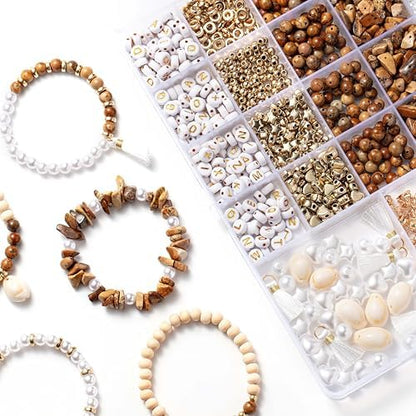 Xylise DIY Jewelry Making Kit, 1000+ Beads with Letters, Turquoise and Pearl Beads, Gold Charms, Bracelet Supplies (Colour of the Picture) - Image 4