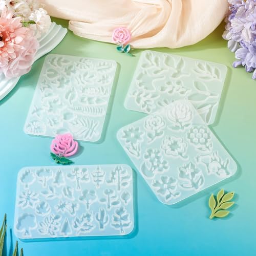 4Pcs Flower Leaf Pendant Resin Molds Assorted Plant Tree Floral Leaves Silicone Molds for Epoxy Resin Craft Casting DIY Earring Necklace Jewelry Making - Image 7