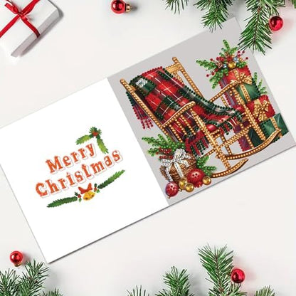 6 Pack 5D DIY Diamond Art Painting Christmas Greeting Card Kit, Diamond Art Birthday Holiday Greeting Card, Crafts Kit Creative with Envelope - Image 5