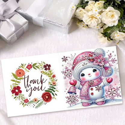 Christmas DIY Diamond Greeting Cards Set, 5D DIY Diamond Art Painting Christmas Style Greeting Card, DIY Christmas Card Making Kits for Family Friends Handmade Gift-#17-Snowman - Image 3
