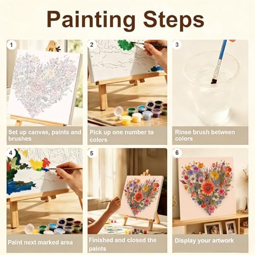 Gemozaic Flowers Paint by Numbers Kit for Adults with Frame and Easel - Image 3
