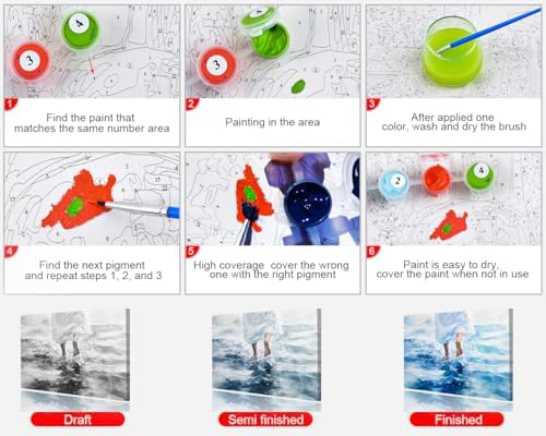 TUMOVO Adults Paint by Numbers Kit for Beginners Jesus Walks on Water Religious Paint by Numbers Kit for Adults Christian Themed DIY Canvas Painting with Ocean Waves and Disciples Acrylic 16x20 Inch - Image 5