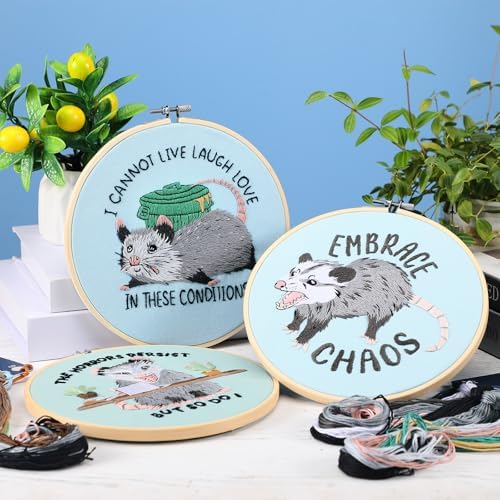 Mindsoft 3 Set Needlepoint Kit for Beginners with Hoop,Possum - Image 6