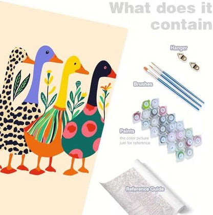 GEMOUJ Duck Paint by Numbers Kits for Adult,Colorful Duck Paint by Numbers Kit for Adults Beginners, DIY Animal Acrylic Painting on Canvas for Adult, Home Wall Decor 16 x 20 inch - Image 7