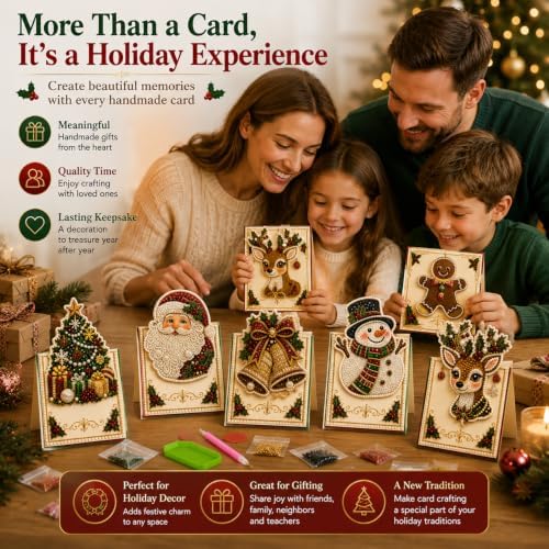 6 Pack Christmas Diamond Painting Cards, DIY 3D Pop-Up Greeting Set - Image 7