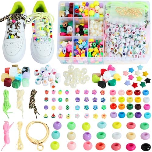 MINIMISSMIANYC 569PCS Beaded Shoe Charms for Sneaker, Acrylic Heart Star Flower Letter DIY Shoelace Charm for Women, Bag Charm kit Craft Accessories Beads Jewely Making Kit Gifts by MINIMISSMIANYC