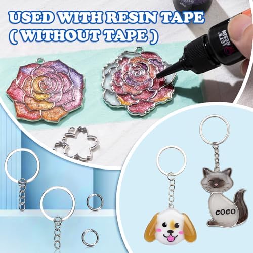 LET'S RESIN Keychain Molds 37Pcs, Silver UV Resin Molds for Beginners, Open Bezel Flower & Animal Molds for Keychain, Jewelry & Pendant Making - Image 3