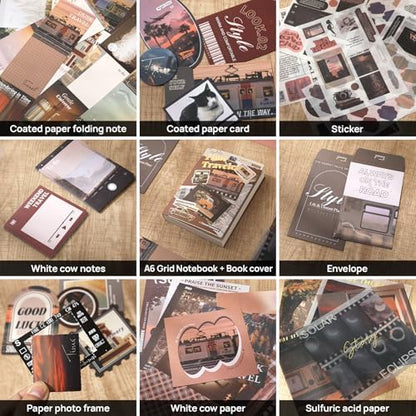 Travel Scrapbook Photo Album Supplies Kit with Tweezers and Glue Tape, Aesthetic Vintage Junk Journal Scrapbooking Paper, Sticker Pack, Notebook Craft Supplies, DIY Gift for Adult Men Women (Traveler) - Image 5