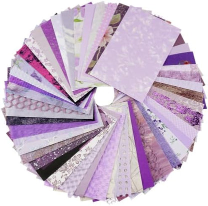 50 Sheets Purple Scrapbook Paper, A5 Scrapbooking Textured Decor Papers by Unknown