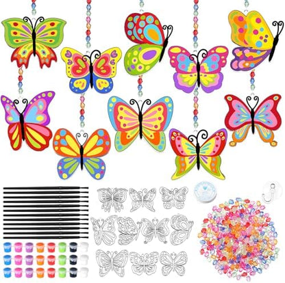 Dunzoom 30 Set Butterfly Suncatchers Kit Spring Summer DIY Window Suncatchers Craft Make Your Own Butterfly Suncatchers Ornaments Painting Craft Kits for Party Painting Activity Decoration by Dunzoom