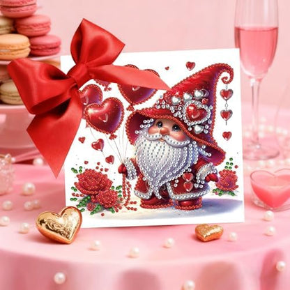 6Pcs Valentine’s Day Greeting Card DIY Diamond Art Painting Greeting Cards Special Shaped Diamond Blessing Folding Card Kit Arts Crafts for Holiday Festival-Goblin - Image 2