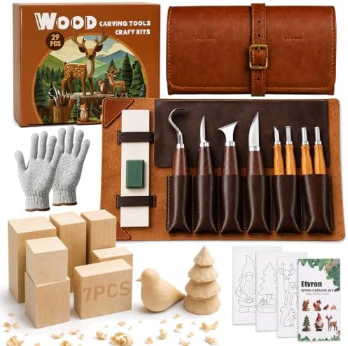 Wood Carving Kit with Tools, Whittling DIY Craft Kit for Adults & Beginners by Unknown