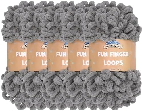 JubileeYarn Fun Finger Loops Yarn - Grey - 5 Skeins by BambooMN