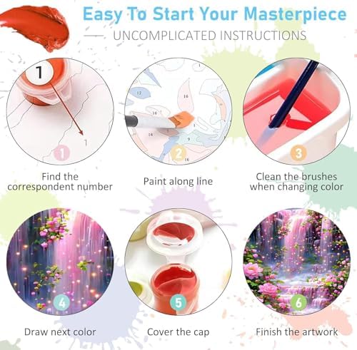 Mrnsiet Paint by Numbers Kit for Adults Beginners, Waterfall Landscape Adult Paint by Numbers on Canvas, Without Frame Acrylic Painting Crafts for Home Decor (16x20inch) - Image 7