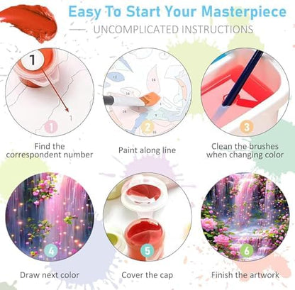 Mrnsiet Paint by Numbers Kit for Adults Beginners, Waterfall Landscape Adult Paint by Numbers on Canvas, Without Frame Acrylic Painting Crafts for Home Decor (16x20inch) - Image 7