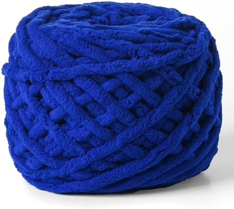Chenille Chunky Velvet 100g (49.2yd) - Fluffy Yarn for Crochet & Knitting, Soft Baby Amigurumi Yarn (Sapphire Blue) by OMoiut