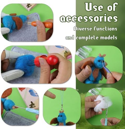 SOCNITC Needle Felting Kit, 40 Rolls Wool Roving 4 Sizes Felting Needles - Image 5