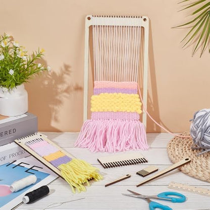NBEADS 6Pcs Wood Weaving Loom Kit, Bookmark Loom with Weaving Comb and Crochet Needle, Perfect for Adult Beginners and Weaving Lovers - Image 4