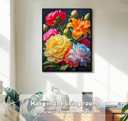 ACANDYL Flower Paint by Numbers Kit for Adults Beginner Paint by Number for Adults Canvas Painting by Number Rose Peony Lily Flower DIY Acrylic Oil Painting on Canvas Arts Craft Home Decor 16x20 Inch - Image 4