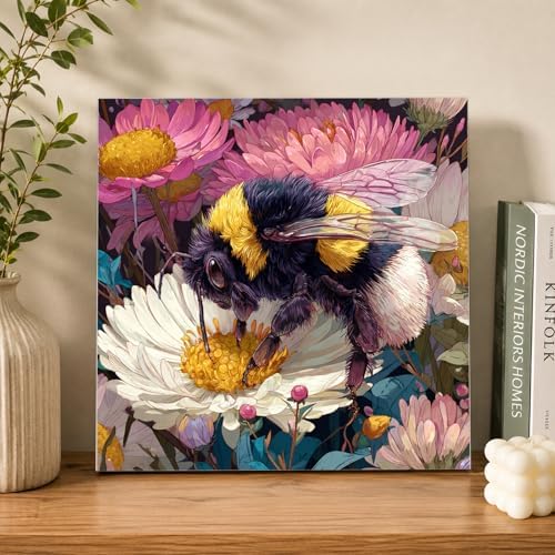 AUKELHJ Framed Paint by Numbers Kit for Adults, Bee, 10x10 inch - Image 2