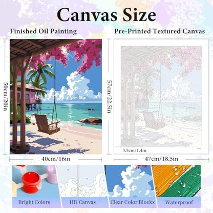 Paint by Numbers Kit for Adults, Tropical Beach Number Painting Canvas Kit - Image 3