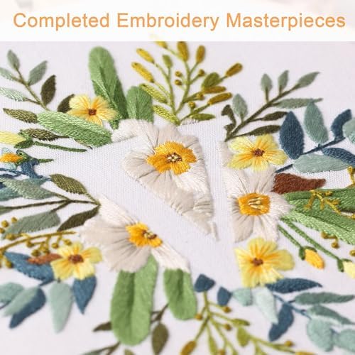 Harimau Letter Pattern V Embroidery Kit for Adult Beginners, Complete Starter Pack with 1 Hoop, Needles, Instruction Guide & Embroidery Stitch Video Tutorials - Image 6