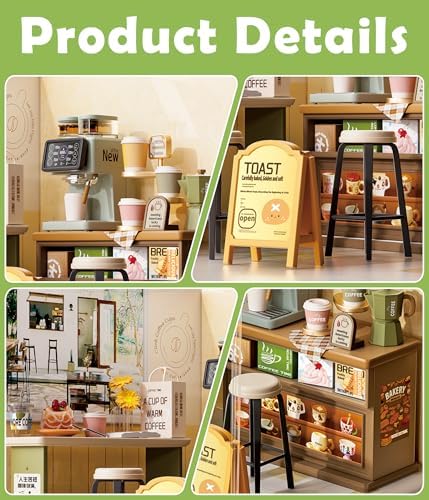 Coffee Shop Miniature House Kit, Plastic DIY Dollhouse with Coffee Machine & Pastry Display, Stackable Transparent Dust Cover, Creative Desktop Decor for Adults Teens | with Coffee Machine & Pastry Display, Stackable Transparent Dust Cover, Creative De... - Image 3