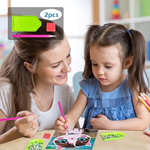 QEUOYSS Diamond Art Kit for Kids with Wooden Frame Art and Crafts for Kids Ages 6-8 -10-12 Easy to DIY Diamond Art for Kid and Adult Beginners Home Wall Decoration (uad-02 cat) - Image 5