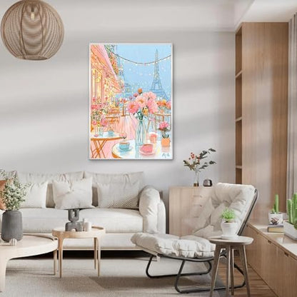 Eiffel Tower Paint by Numbers Kit for Adults,Paris Street-Scape Adult Paint by Number Kits,DIY Acrylic Oil Watercolor Drawing Painting Paint by Number for Adults on Canvas Home Wall Decor 16x20inch - Image 7