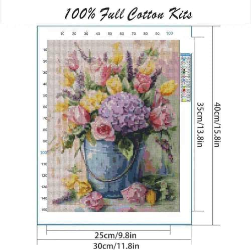 DYAIANGMU Flower Stamped Cross Stitch Kit for Adults 15.7x11.8 inches - Image 2