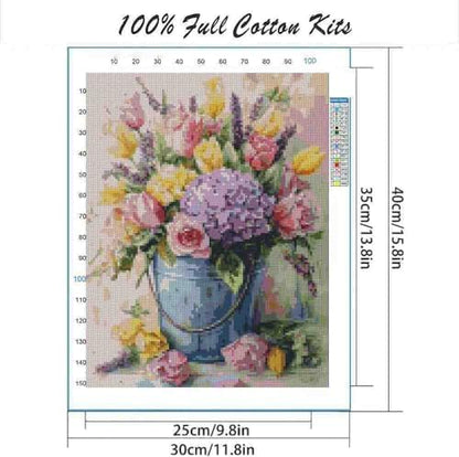 DYAIANGMU Flower Stamped Cross Stitch Kit for Adults 15.7x11.8 inches - Image 2