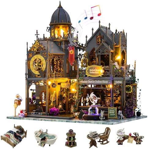 Plustopoy DIY Miniature House Kit: 3D Wooden Puzzle Miniature Kit with LED Lights, Small Tools & Music Box, Tiny House Diorama Building Kit for Adults Teens, Mini Wooden Dollhouse Creative Gift by Plustopoy