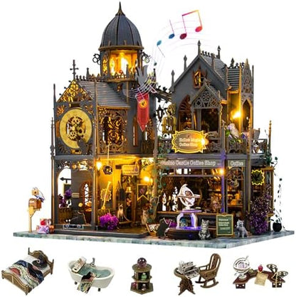 Plustopoy DIY Miniature House Kit: 3D Wooden Puzzle Miniature Kit with LED Lights, Small Tools & Music Box, Tiny House Diorama Building Kit for Adults Teens, Mini Wooden Dollhouse Creative Gift by Plustopoy