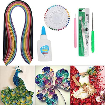 Cloimei Professional Paper Quilling Tool Kit with 36 Vibrant Color Strips Slotted Pen Ruler Pearl Pins for DIY Craft Beginners Adults Safe Non Materials - Image 6