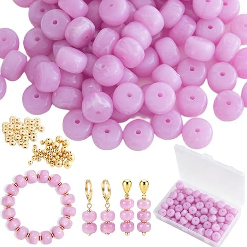 100Pcs 14mm Large Acrylic Beads for Jewelry Making, Chunky Marbled Round Focal Beads Bulk Set with Spacer Beads for DIY Bracelets Necklaces Keychains Bag Charms(Purple) by YUJIEJewelry