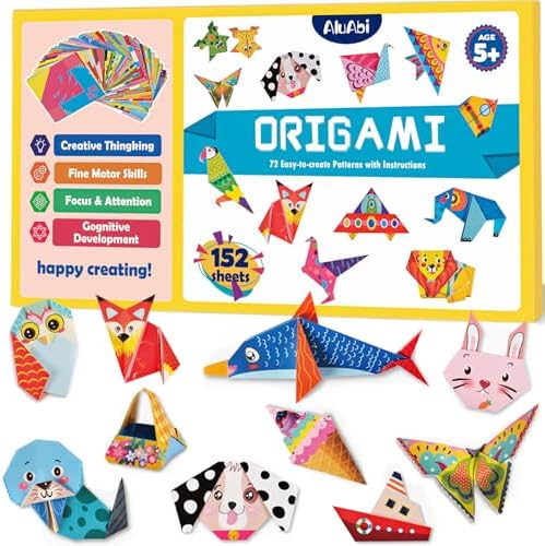 AluAbi 152-Sheet Origami Paper Kit with 72 Patterns & Instruction Book by AluAbi