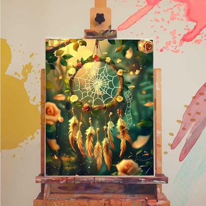 Dreamcatcher Paint by Numbers Kit for Adults Feather Paint by Numbers, DIY Acrylic Oil Painting Kits for Adults Beginners with Brushes, Hobbies for Women for Home Wall Decor, Gifts 12x16 in J-38 - Image 3
