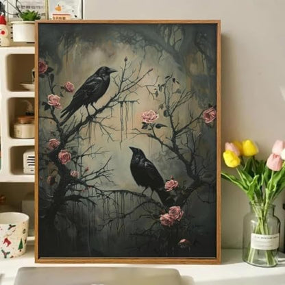Vintage Raven Paint by Numbers Kit for Adults Framed Canvas, Frameworkless - Image 2