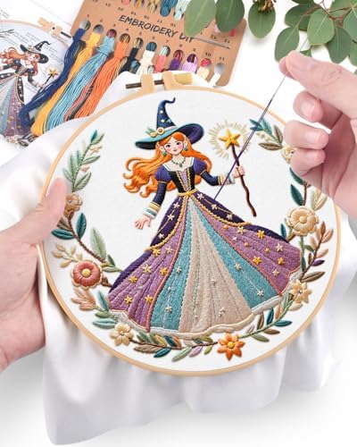 ERKOON Embroidery Kit for Beginners Adult, Cross Stitch Set Include Embroidery Cloth Hoops Threads for Craft Lover Hand Stitch with Embroidery Skill Techniques (White Witch) - Image 4
