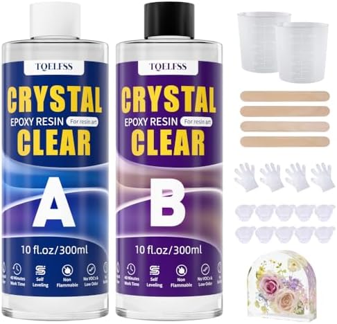 TQELFSS Epoxy Resin 20 OZ, Crystal Clear Epoxy Resin Kit, Fast Curing, Self Leveling, No Bubbles, No Yellowing Molding Casting for Molds, Jewelry Making, DIY Crafts -10 OZ Resina and 10 OZ Hardener by Unknown