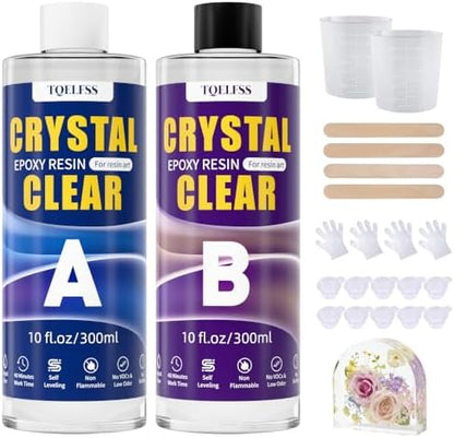 TQELFSS Epoxy Resin 20 OZ, Crystal Clear Epoxy Resin Kit, Fast Curing, Self Leveling, No Bubbles, No Yellowing Molding Casting for Molds, Jewelry Making, DIY Crafts -10 OZ Resina and 10 OZ Hardener by Unknown