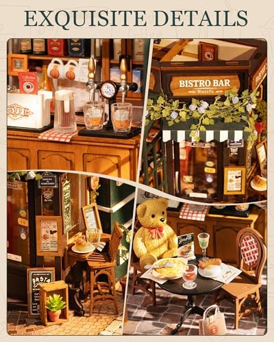 ROBOTIME DIY Tiny House Kit, Miniature House Kit for Adults to Build, Mini House Kit with Furniture, Halloween/Christmas/Birthday Gifts for Men/Women（Tipsy Restaurant） - Image 3