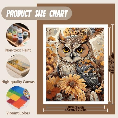 XTCIXAL Paint by Numbers Kit for Adults, Owl, 16X20 Inch - Image 2