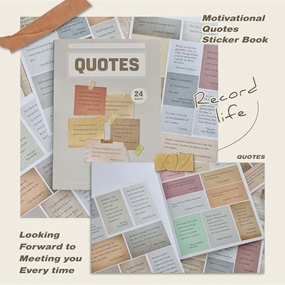 Prstincol 24 Sheets Vintage Motivational Quote Stickers Pad wtih Tweezer,246 Pcs Inspirational Typewriter Font Quotes Pad,Word Stickers for Scrapbook Junk Journal Bullet Journal DIY Craft Card Making - Image 2