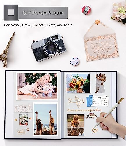 Artfeel Photo Album Self Adhesive Scrapbook Album for 3x5 4x6 5x7 8x10 Pictures,120 Pages Linen Cover with Display Window DIY Photo Book,Ideal Gifts for Family Travel Wedding Baby - Image 4