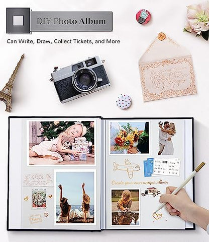 Artfeel Photo Album Self Adhesive Scrapbook Album for 3x5 4x6 5x7 8x10 Pictures,120 Pages Linen Cover with Display Window DIY Photo Book,Ideal Gifts for Family Travel Wedding Baby - Image 4